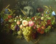 Eloise Harriet Stannard Garland of Fruits and Flowers, painted by Eloise Harriet Stannard oil painting artist